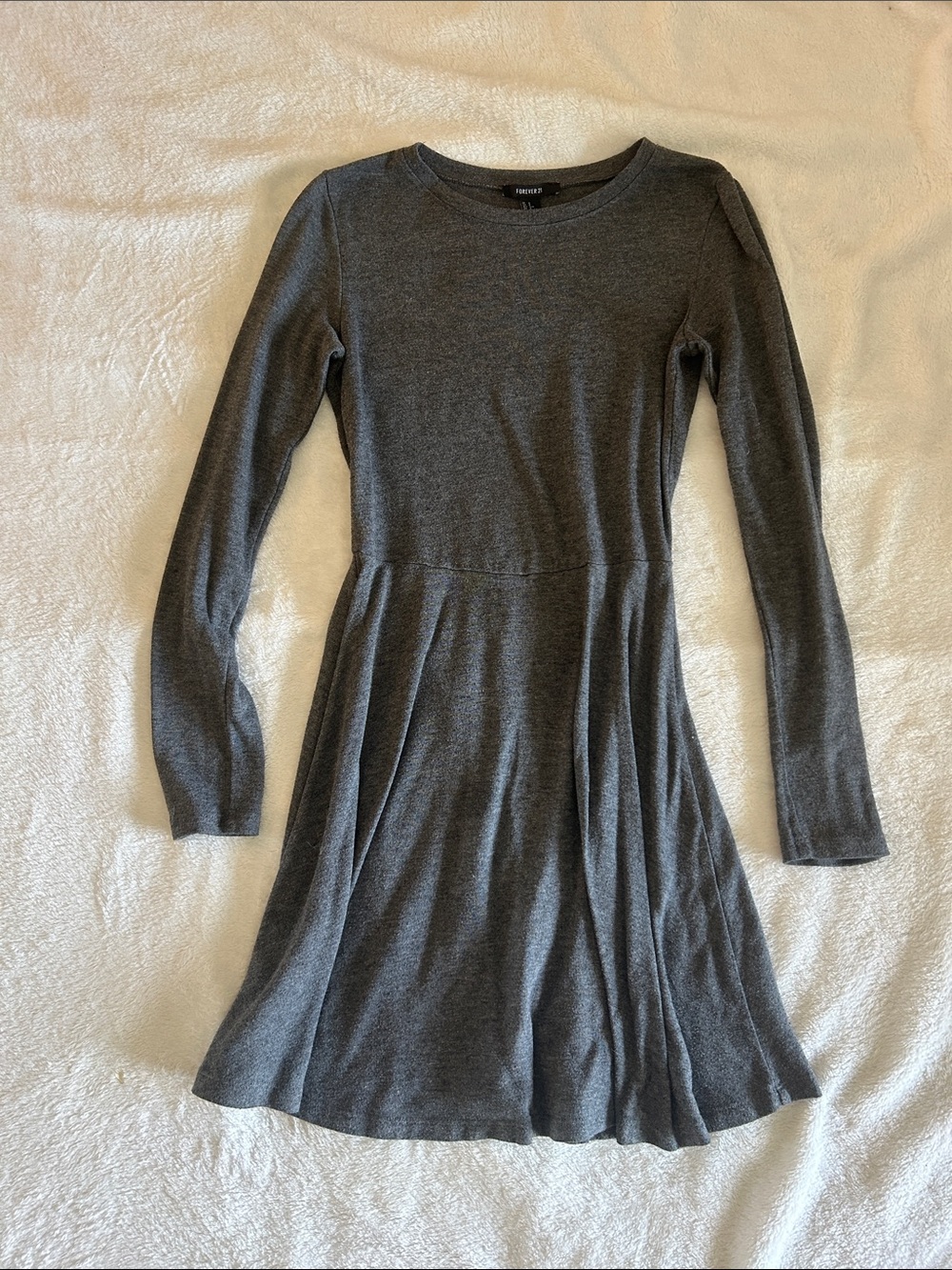 Long Sleeve Gray Knit Dress